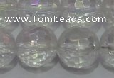 CCC415 15.5 inches 14mm faceted round AB-color white crystal beads