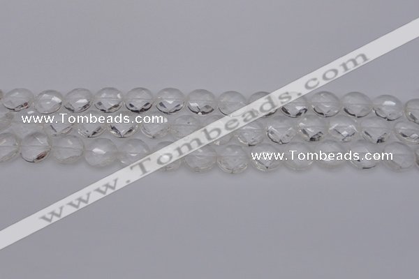 CCC502 15.5 inches 8mm faceted coin natural white crystal beads