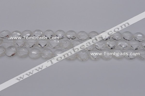 CCC503 15.5 inches 10mm faceted coin natural white crystal beads