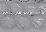 CCC505 15.5 inches 14mm faceted coin natural white crystal beads