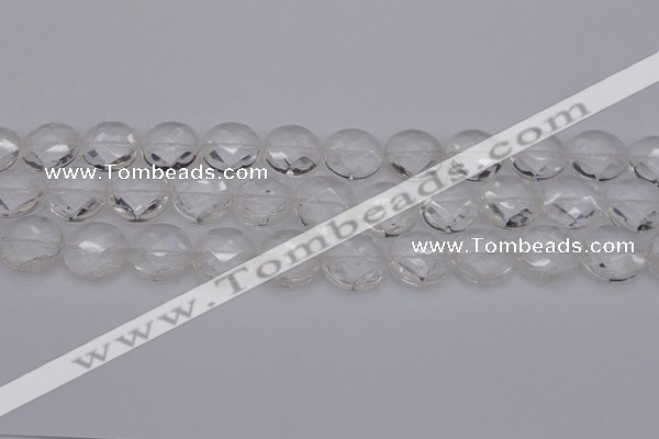 CCC507 15.5 inches 18mm faceted coin natural white crystal beads