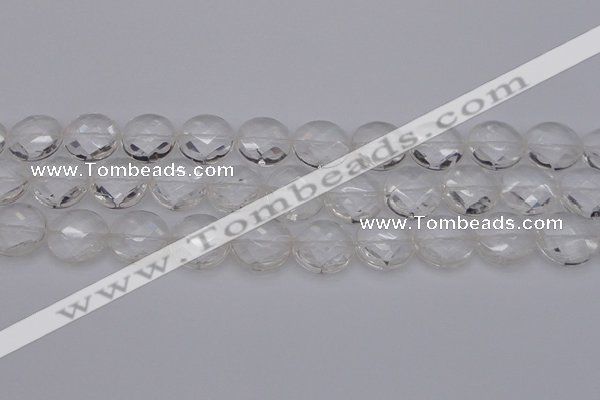 CCC508 15.5 inches 20mm faceted coin natural white crystal beads