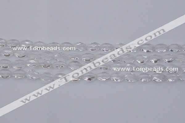 CCC513 15.5 inches 10*14mm faceted oval natural white crystal beads