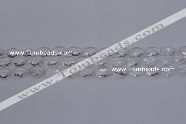 CCC514 15.5 inches 12*16mm faceted oval natural white crystal beads