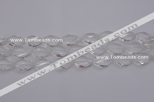 CCC525 15.5 inches 15*20mm twisted & faceted teardrop white crystal beads