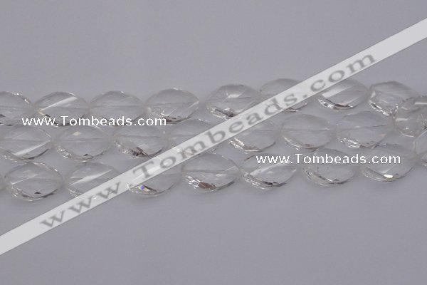 CCC526 15.5 inches 18*25mm twisted & faceted teardrop white crystal beads