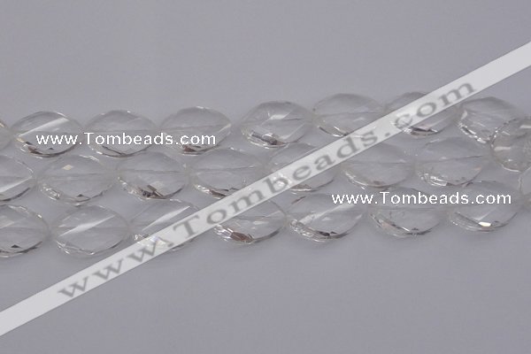 CCC527 15.5 inches 20*30mm twisted & faceted teardrop white crystal beads