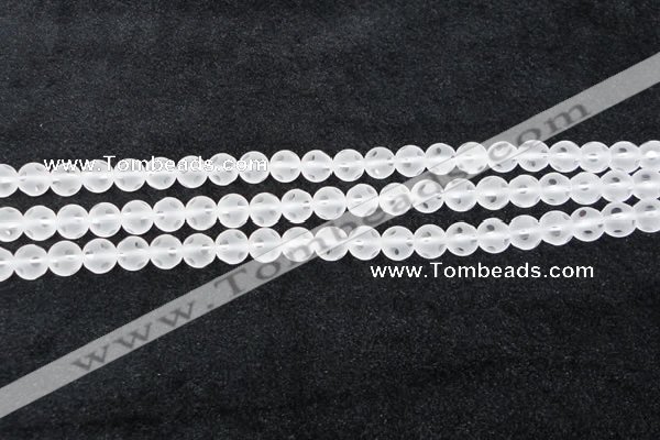 CCC606 15.5 inches 6mm faceted round matte natural white crystal beads