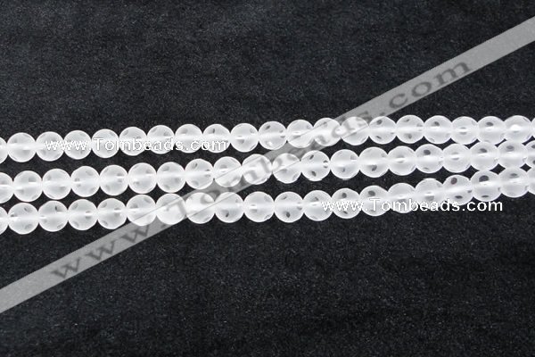 CCC607 15.5 inches 8mm faceted round matte natural white crystal beads