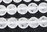 CCC608 15.5 inches 10mm faceted round matte natural white crystal beads