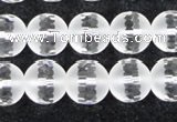 CCC613 15.5 inches 10mm faceted round matte natural white crystal beads