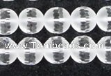 CCC614 15.5 inches 12mm faceted round matte natural white crystal beads