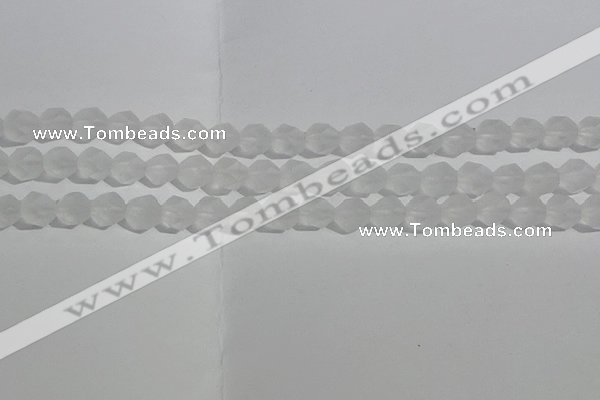 CCC626 15.5 inches 6mm faceted nuggets matte white crystal beads