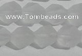 CCC629 15.5 inches 12mm faceted nuggets matte white crystal beads