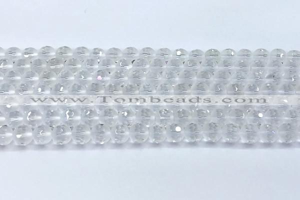 CCC640 15 inches 6mm faceted round white crystal beads