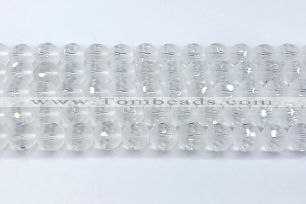 CCC642 15 inches 10mm faceted round white crystal beads