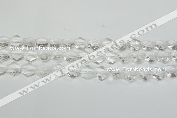 CCC750 15.5 inches 14*14mm faceted hexagon natural white crystal beads