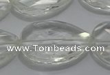 CCC812 22*30mm faceted flat teardrop natural white crystal beads