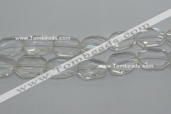 CCC815 15.5 inches 25*30mm faceted freeform natural white crystal beads