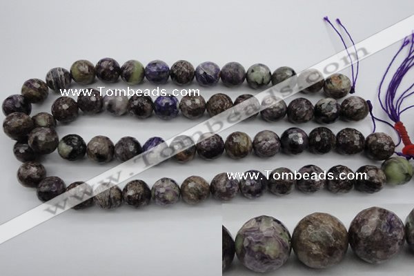 CCG55 15.5 inches 14mm faceted round natural charoite beads