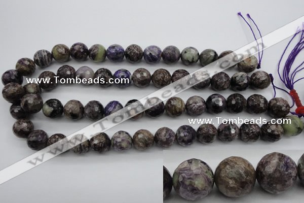 CCG59 15.5 inches 13mm faceted round natural charoite beads