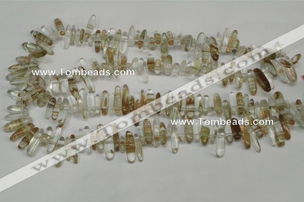 CCH340 15.5 inches 5*20mm gold sand quartz chips beads wholesale