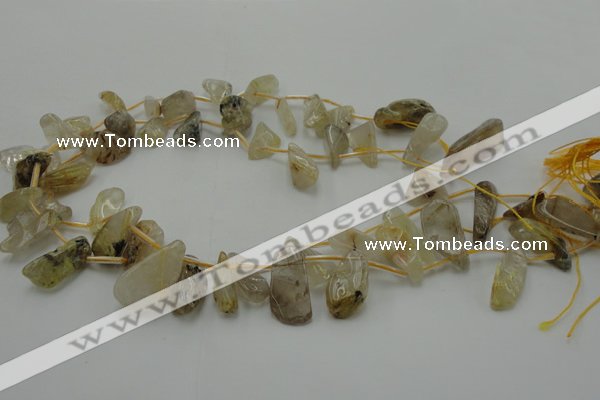 CCH403 15.5 inches 8*20mm - 10*25mm golden rutilated quartz chips beads