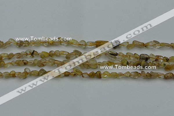 CCH673 15.5 inches 4*6mm - 5*8mm golden rutilated quartz chips beads