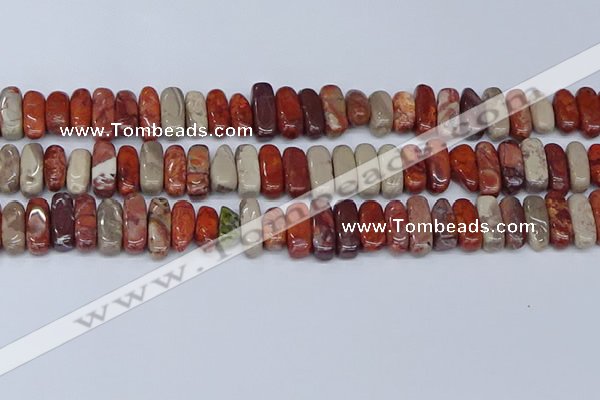CCH715 15.5 inches 5*10mm - 5*15mm red porcelain chips beads