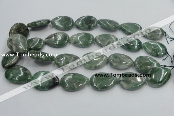 CCJ08 15.5 inches 22*30mm flat teardrop natural African jade beads