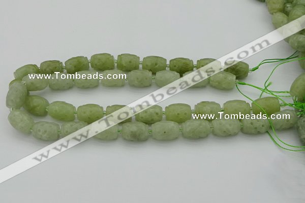 CCJ323 15.5 inches 12*16mm - 13*18mm carved drum China jade beads