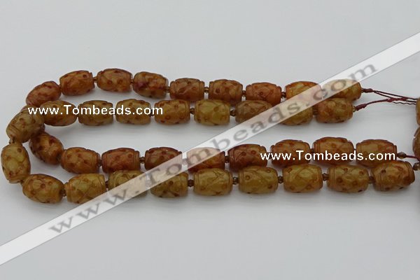 CCJ324 15.5 inches 12*16mm - 13*18mm carved drum China jade beads