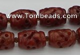 CCJ325 15.5 inches 12*16mm - 13*18mm carved drum China jade beads