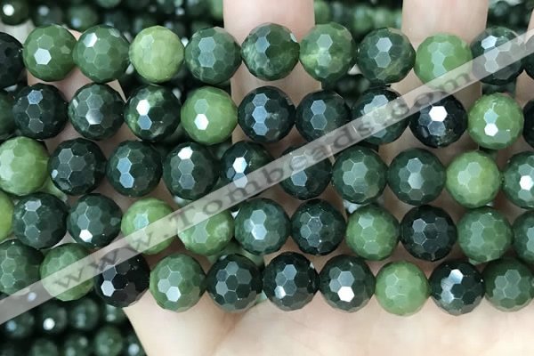 CCJ340 15.5 inches 12mm faceted round China green jade beads