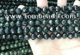 CCJ343 15.5 inches 6mm faceted round dark green jade beads