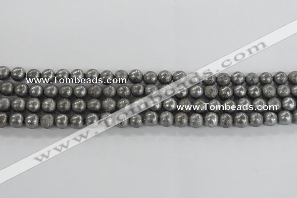 CCJ350 15.5 inches 8mm carved round plated China jade beads