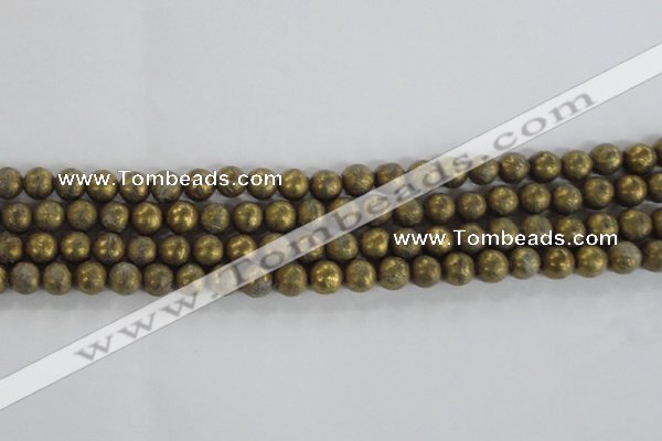 CCJ351 15.5 inches 8mm carved round plated China jade beads