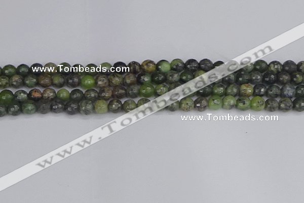 CCJ421 15.5 inches 6mm faceted round dendritic green jade beads