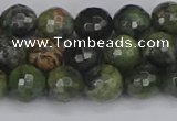 CCJ422 15.5 inches 8mm faceted round dendritic green jade beads