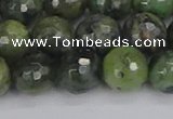 CCJ424 15.5 inches 12mm faceted round dendritic green jade beads