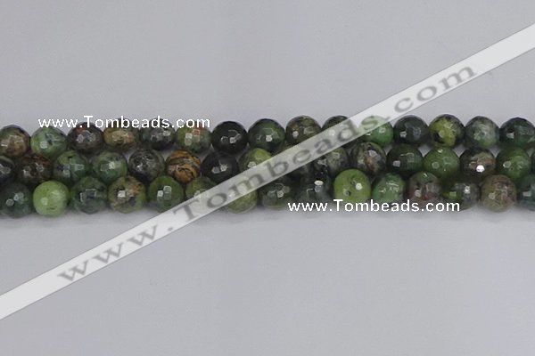 CCJ424 15.5 inches 12mm faceted round dendritic green jade beads