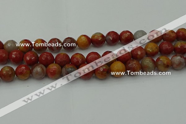 CCJ465 15.5 inches 14mm faceted round colorful jasper beads