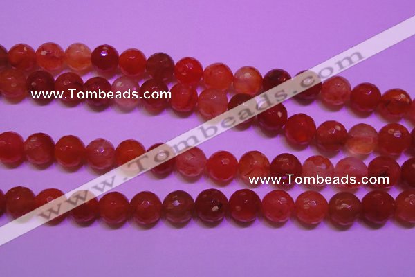 CCL54 15 inches 10mm faceted round carnelian gemstone beads