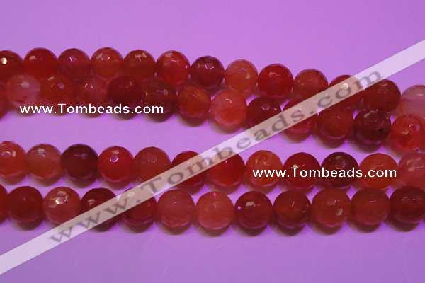 CCL55 15 inches 12mm faceted round carnelian gemstone beads