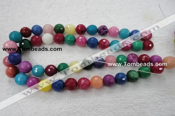 CCN1005 15.5 inches 12mm faceted round multi colored candy jade beads