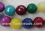 CCN1006 15.5 inches 14mm faceted round multi colored candy jade beads