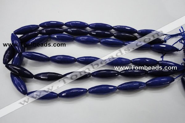 CCN1478 15.5 inches 10*30mm faceted rice candy jade beads wholesale