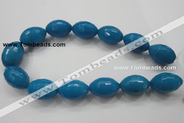 CCN1498 15.5 inches 20*30mm faceted rice candy jade beads wholesale