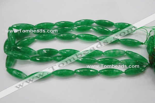 CCN1670 15.5 inches 10*30mm faceted rice candy jade beads wholesale