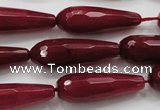 CCN1680 15.5 inches 10*30mm faceted teardrop candy jade beads wholesale